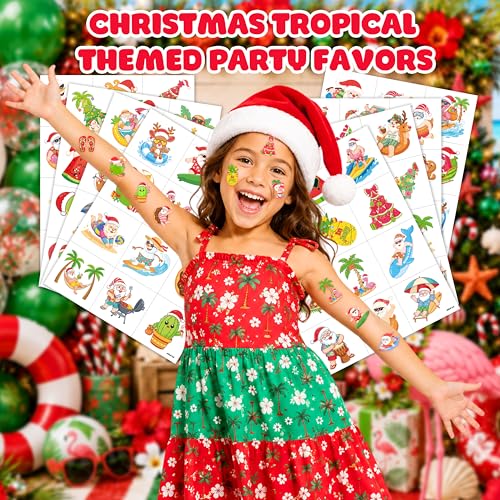 96 PCS Christmas Tropical Temporary Tattoos for Kids
