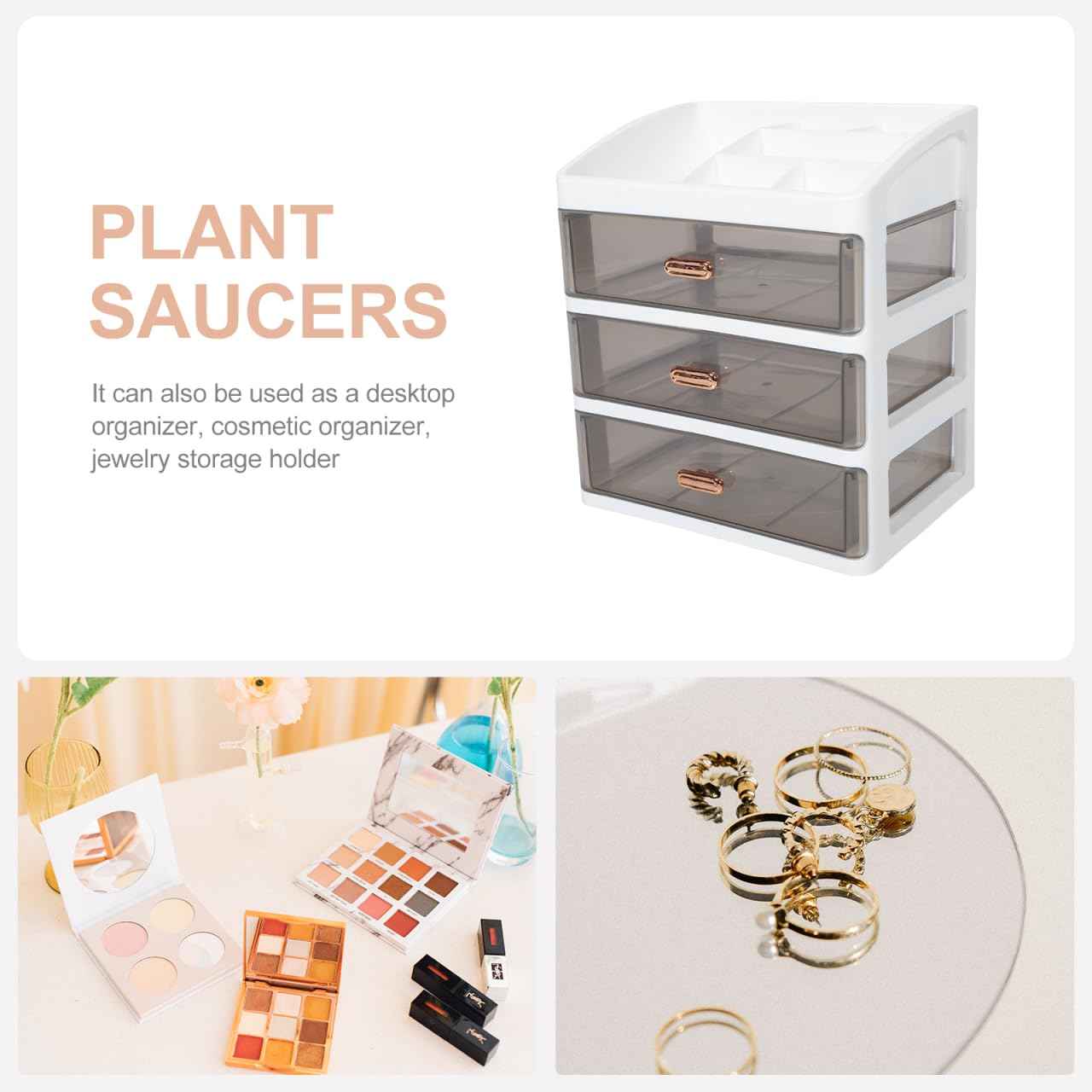 HOLIDYOYO Countertop Cosmetic Organizer Box with Transparent Drawers Multi-Layer Makeup Storage for Skincare Office Supplies Bedroom and Bathroom