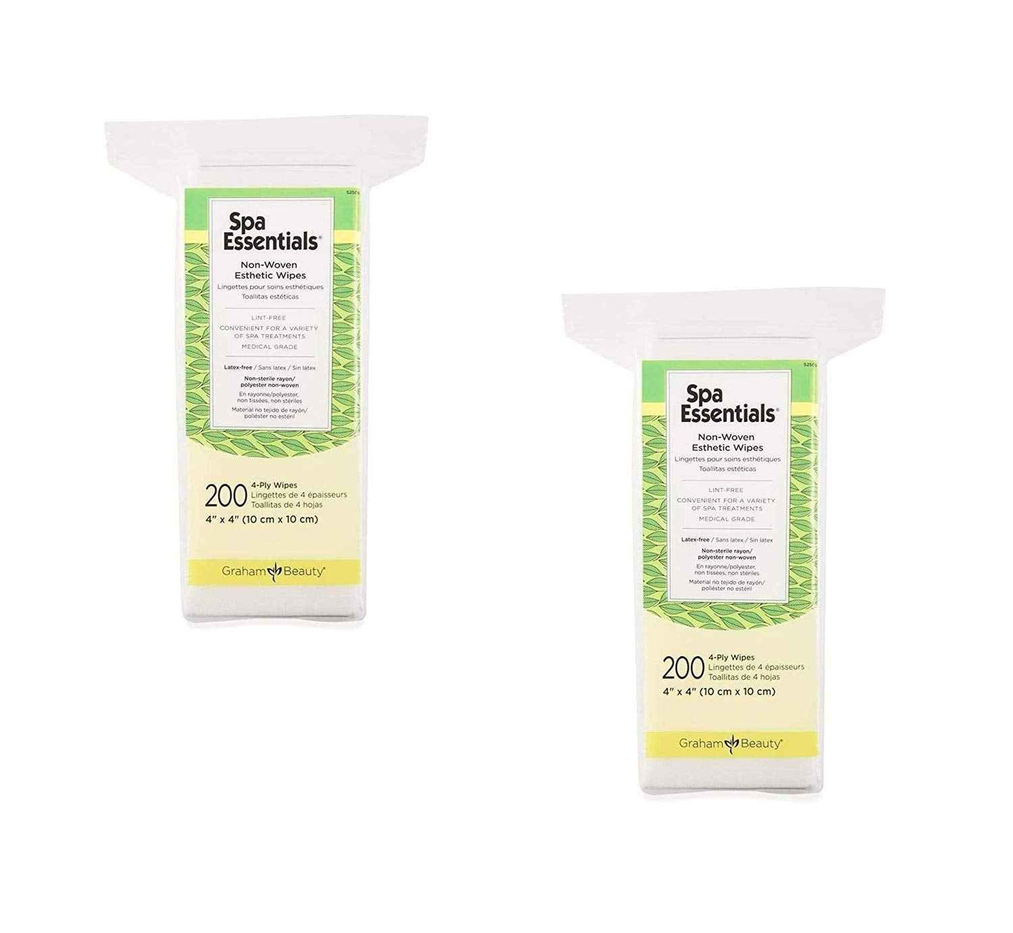 Graham Spa Essentials Nonwoven Esthetic Wipes 4 X 4, 200 Count (2 Pack)