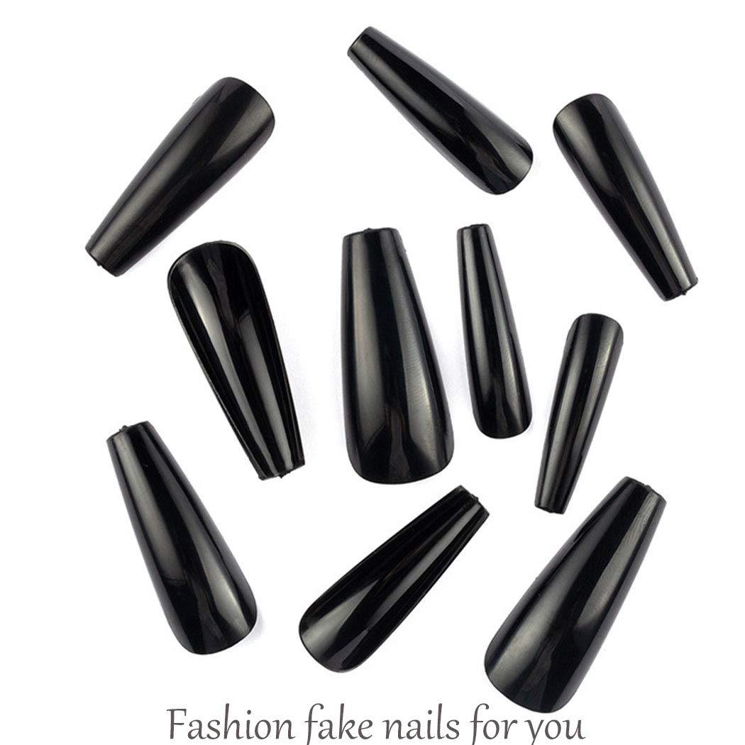 Outyua 500Pcs Extra Long Press on Nails Coffin Glossy Fake Nails Ballerina False Nails Super Long Full Acrylic Cover Nails Artificial DIY Nials (Style 1)