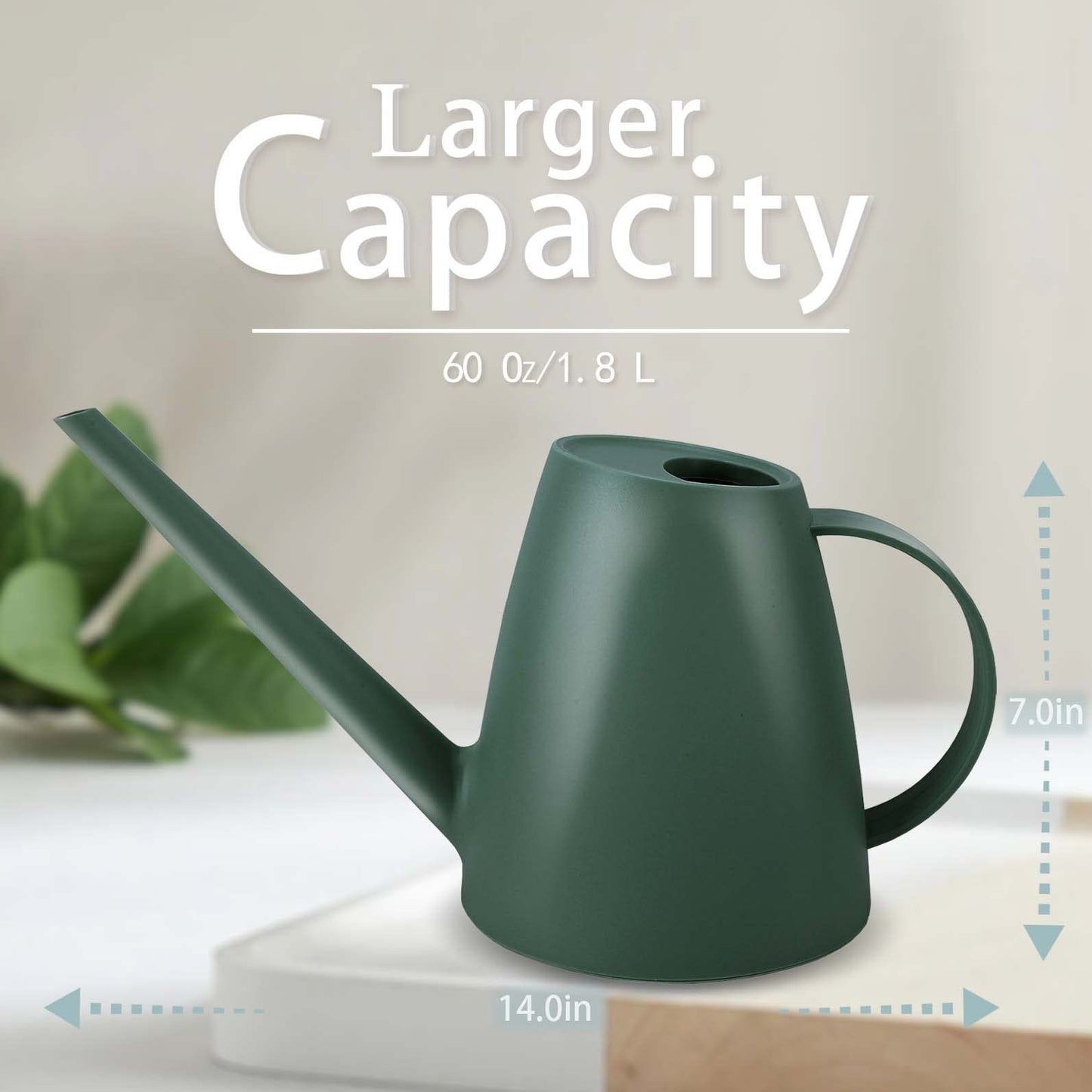 Watering Can for Indoor Plants, Small Watering Cans for House Plant Garden Flower, Long Spout Water Can for Outdoor Watering Plants 1.8L 1/2 Gallon (Dark Green, 1.8L)