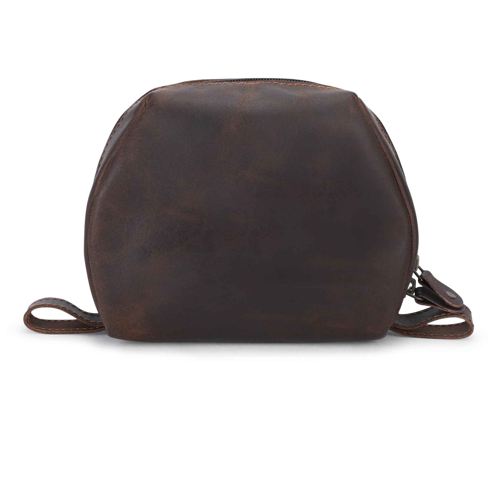 CestAntiQ Leather Travel Makeup Bag – Large Cosmetic Case with Brush Holders, Clear Toiletry Organizer for Women, Professional Makeup Pouch (Brown) (Small Toiletry Kit)