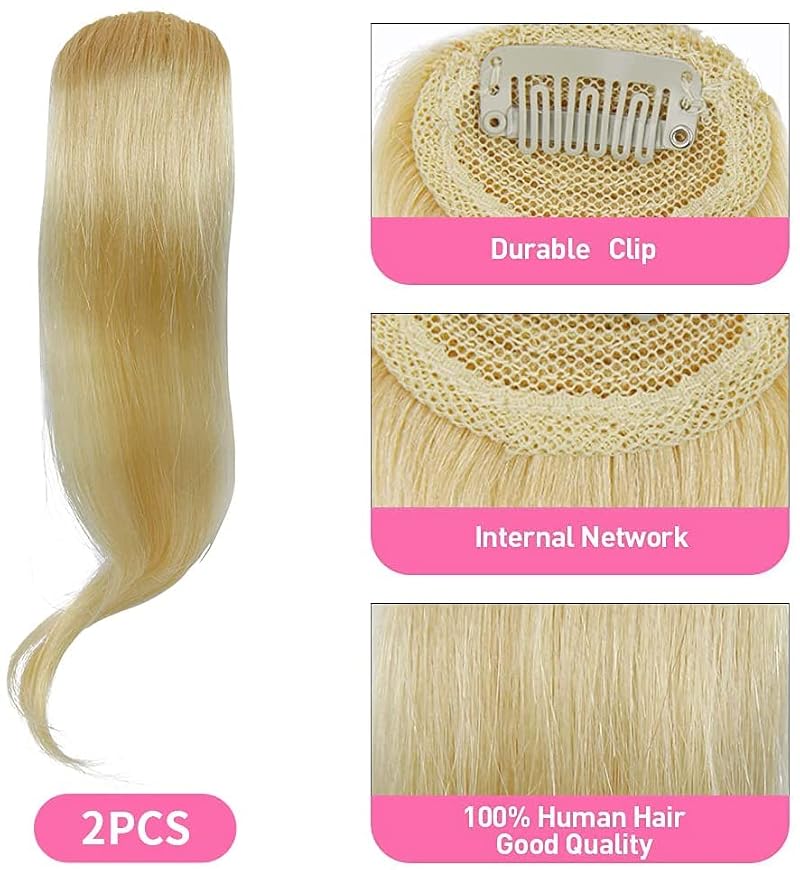 2 Pack Clip-in Wave Side Bangs Human Hair Blonde Extensions