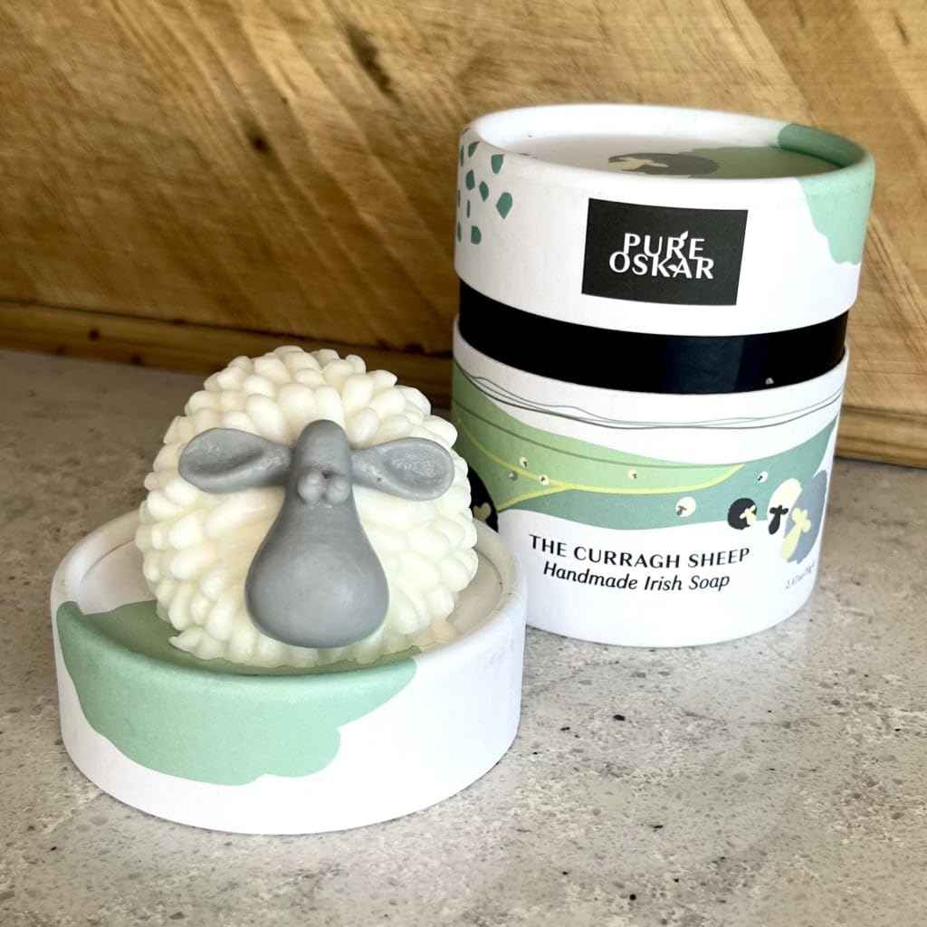 Pure Oskar Curragh Sheep Handmade Irish Soap Natural Moisturizing Ingredients Cute Quirky Fun Irish Gift, Made in Ireland, Gift-boxed