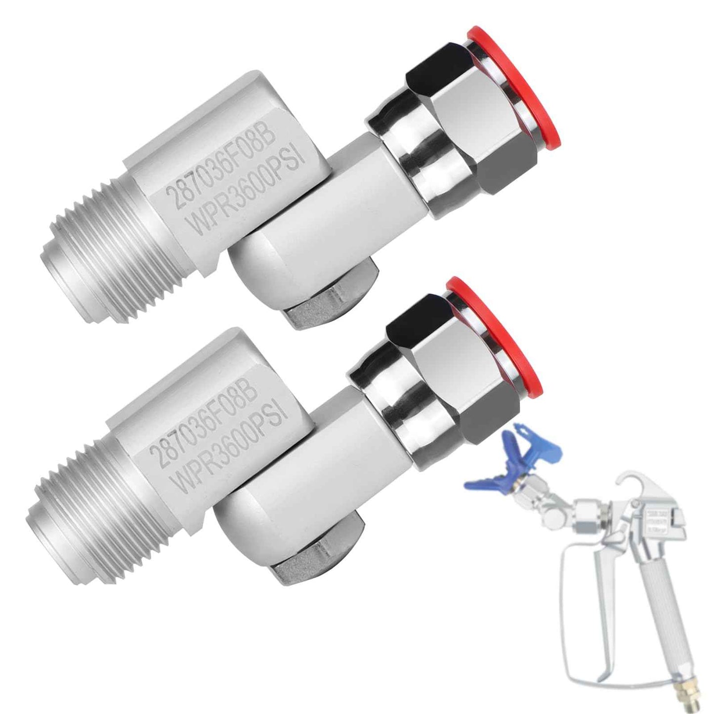 GregYoung 2 Pack Swivel Joint for Airless Paint Sprayer,Airless Wand Extension Accessories,Replace Fan Pivot for Airless Spray Gun,Compatible with Graco 235486 7/8 Inch Thread 180 Degree Rotation