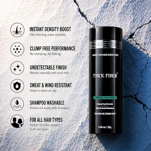 Thick Fiber Hair Fibers for Thinning Hair Dark Brown 28g - Hair Loss Concealer & Fuller Look