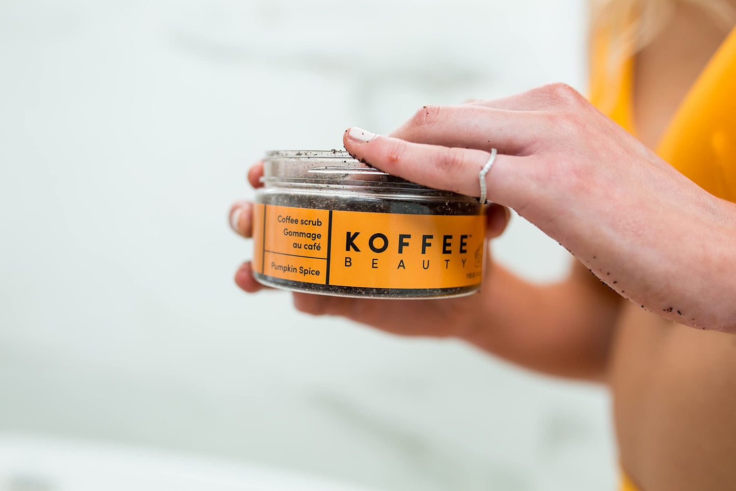 Koffee Beauty Pumpkin Spice Coffee Scrub - Exfoliating Body And Face Scrub - Polish, Smooth Skin With Ease - Invigorate Senses With Festive Fragrance Formula - For Naturally Radiant Skin - 4 Oz