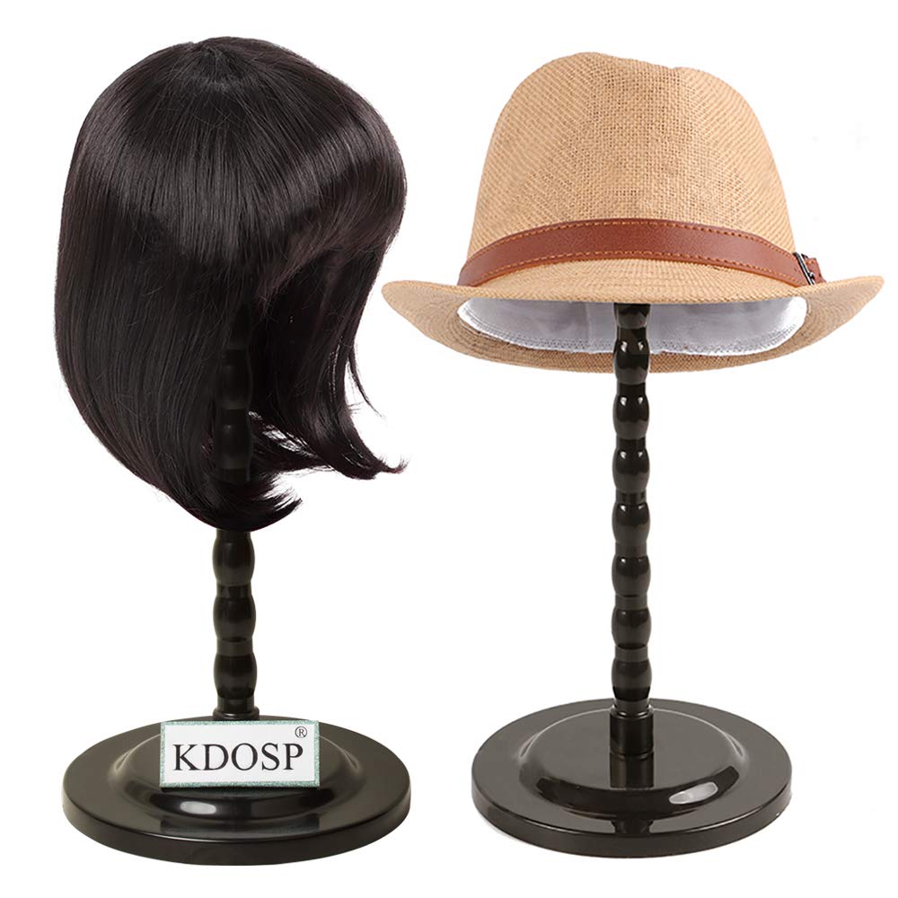 KDOSP Wig Stand Plastic Hat Display Wig Head Holders Mannequin Head/Stand Portable Wig Stand Use Hat For Styling Drying Display Black Plastic Wig Stand (Black)