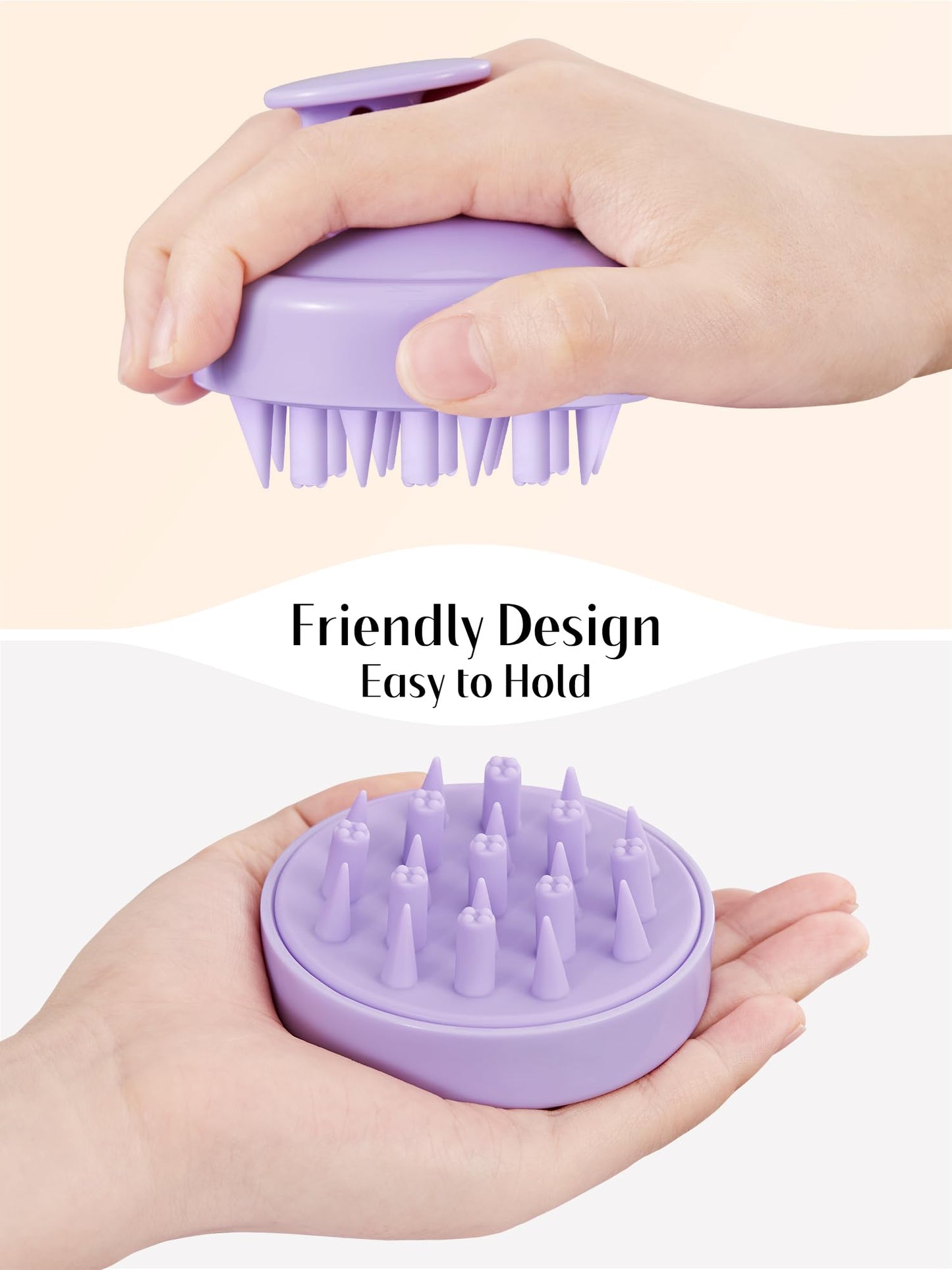 HEETA Hair Scalp Massager Brush, Updated Hair Shampoo Brush, Wet & Dry Scalp Exfoliator with Soft Silicone Bristles, Head Massager Washing Hair Care Tool for Women Men Kid, Lavender Purple