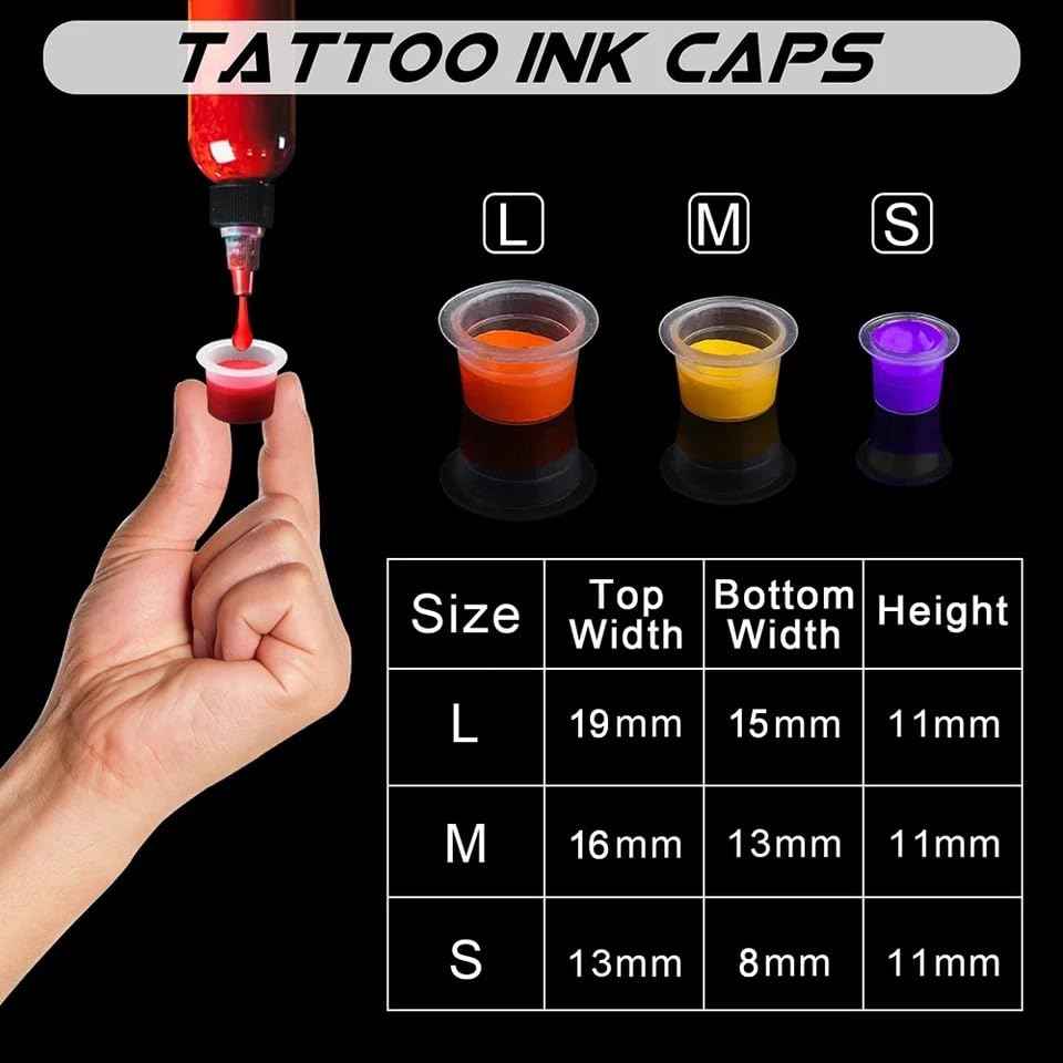 Yuelong 1000pcs Tattoo Ink Caps - Disposable Pigment Caps Cups Plastic Microblading Permanent Makeup Ink Cups Holder Container - Medium, White