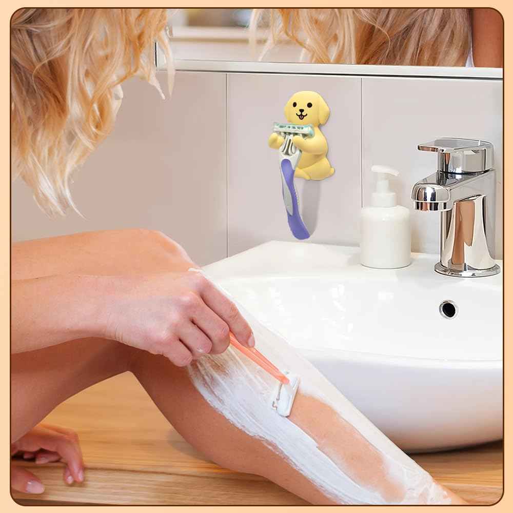 JMYROG Labrador Waterproof Silicone Razor Holder, for Shower Room Bathroom Kitchen Living Room Office Hanging Razors Plugs Towels, Animal Razor Holder for Women, Funny Gifts for Dog Lovers Dog Mom Dad