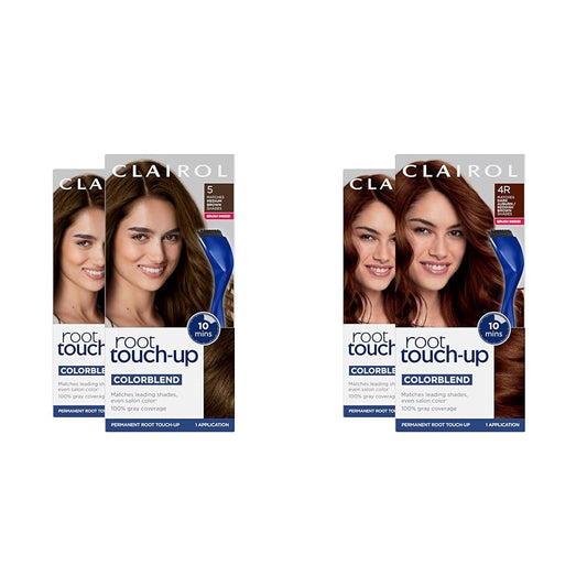 Clairol Nice 'n Easy Permanent Root Touch-Up, Pack of 2-5 Medium Brown and 4R Dark Auburn/Reddish Brown