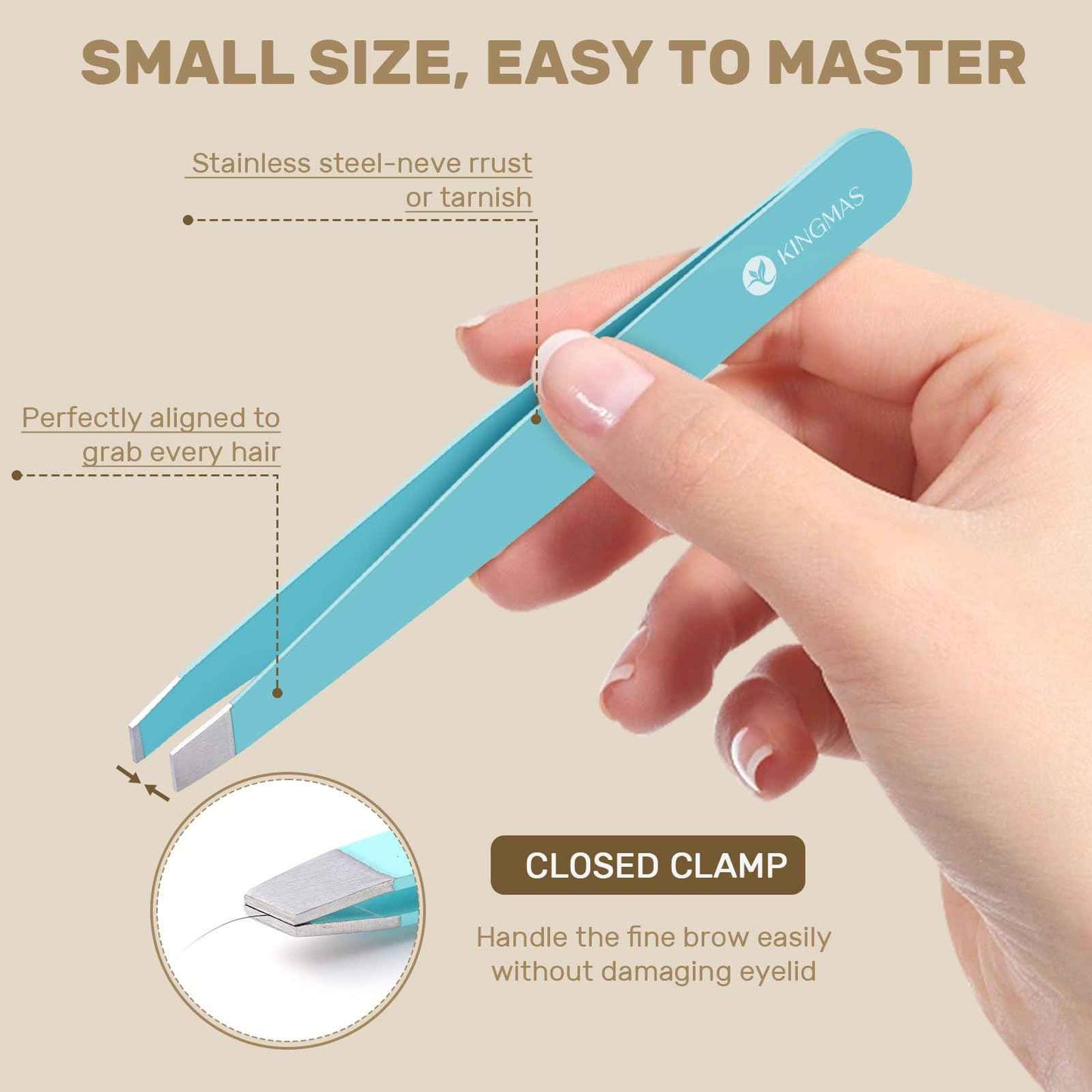 KINGMAS 10Pcs Tweezers Set for Women Facial Hair, Precision Tweezer for Eyebrows with Curved Scissor and Eyebrow Razor for Ingrown Hair with Case