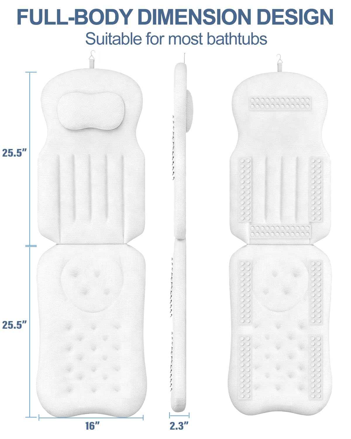 YSJILIDE Full Body Bath Pillow for Bathtub, Spa Bath Pillows for Tub Neck Head Neck Shoulder and Back Support, with Non-Slip Suction Cups/4D Air Mesh