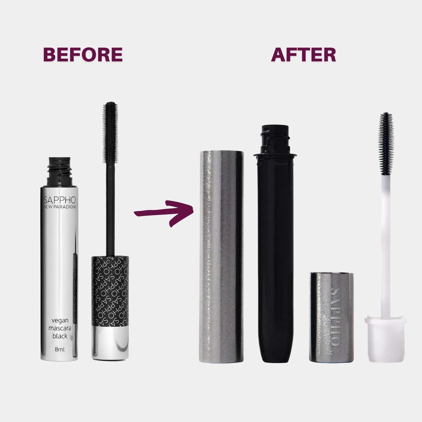 SAPPHO New Paradigm - Maximum Intensity Refillable Mascara | Clean, Vegan, Cruelty-Free Makeup (Black, 0.3 fl oz | 8 ml)