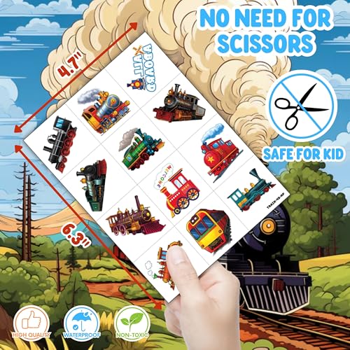 Train Party Favors Set - 72 Piece Bundle with Balloons & Tattoos