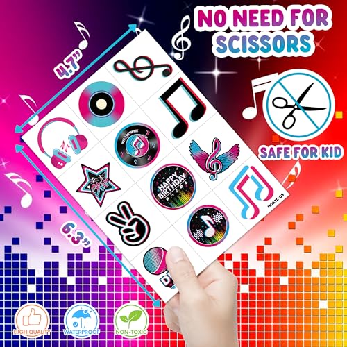 96 PCS Music Note Temporary Tattoos for Kids | 8 Sheets