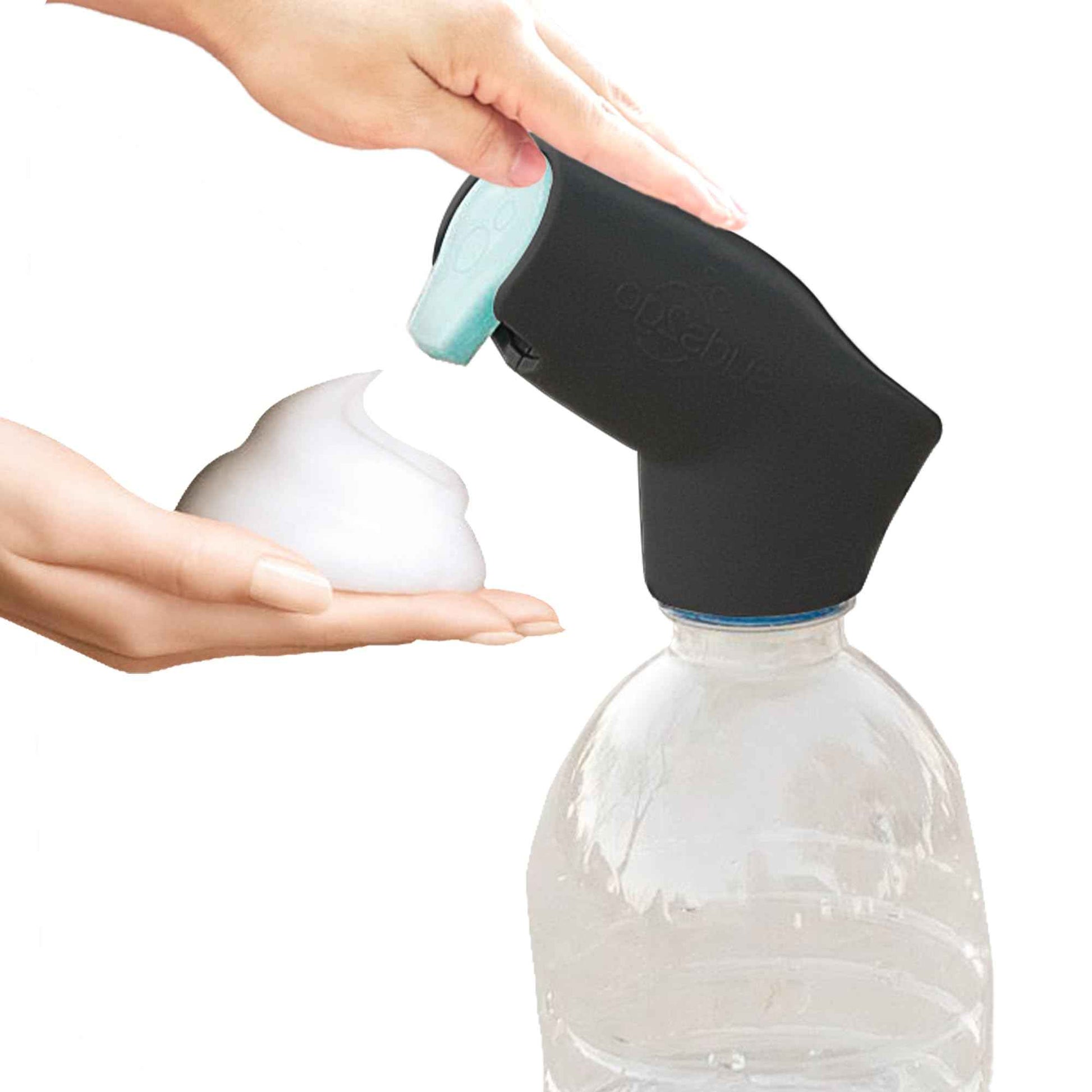 Suds2go Water Bottle Wash Refillable Caps 2-Pack, Portable Hand Washing Station with Foam Pump and Universal Foam Dispenser, As Seen on Shark Tank, Ideal for Outdoor and On-The-Go Use – Black