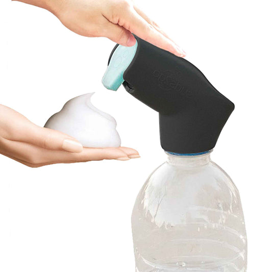 Suds2go Water Bottle Wash Refillable Caps 2-Pack, Portable Hand Washing Station with Foam Pump and Universal Foam Dispenser, As Seen on Shark Tank, Ideal for Outdoor and On-The-Go Use – Black