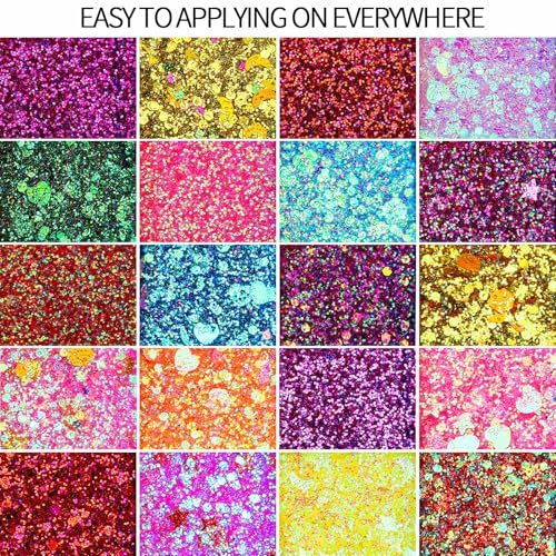 Fandamei 40 Colors Face Glitter Gel - No Glue Needed