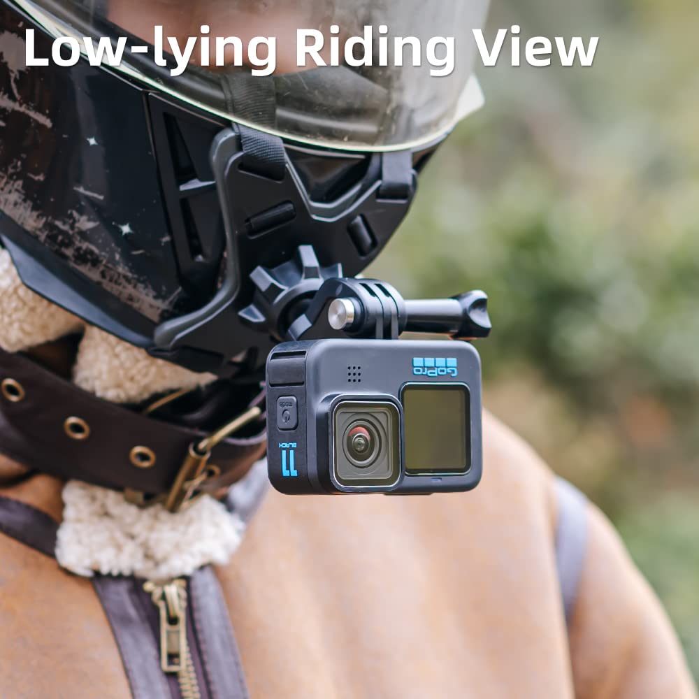 SUREWO Motorcycle Helmet Chin Strap Mount Compatible with GoPro Hero 12 11,10, 9, 8, 7, (2018), 6 5,DJI Osmo Action 3, AKASO, SJCAM and Most Action Cameras