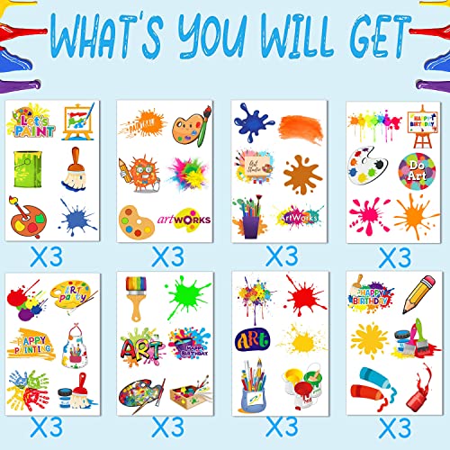 Art Temporary Tattoo Stickers - 144 PCS Party Favors