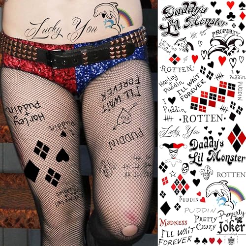 5 Sheets Halloween Temporary Tattoos - Joker Face Design