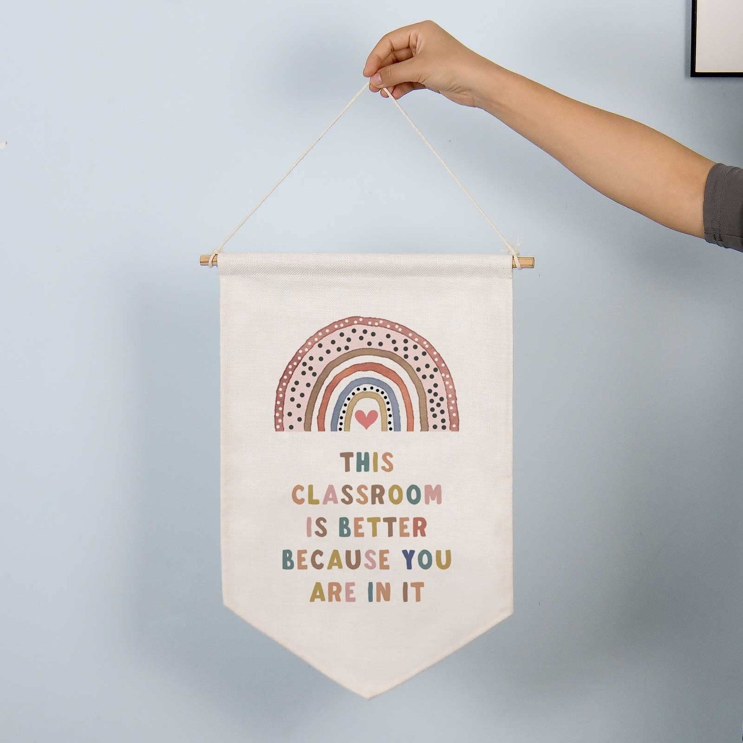 This Classroom Is Better With You In It Wall Banner Boho Classroom Decor Playroom Decor Child Art Classroom Linen Cotton Hanging Banner Rainbow Wall Decor Classroom Sign Teacher Sign Banners