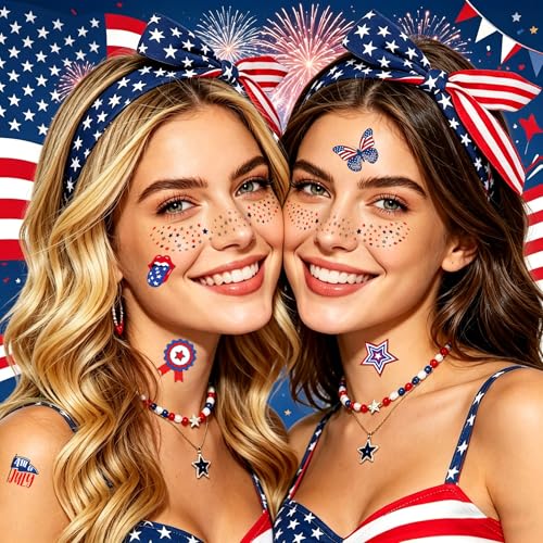 116 Pc Patriotic Temporary Tattoos | 4th of July Face Tattoos