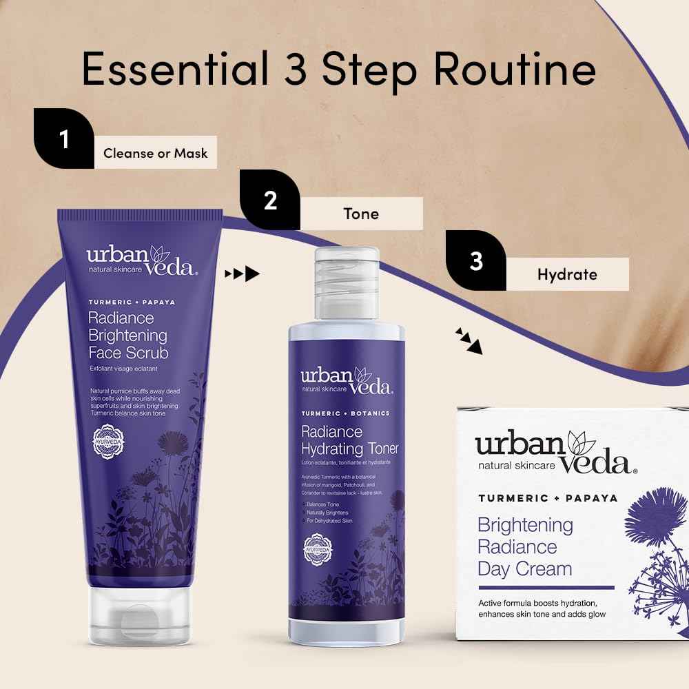 Urban Veda Radiance Exfoliating Facial Polish | Brightening Face Scrub for Women | Sensitive & Hydrating | Instant Natual Glow | Vegan & Cruelty Free | For Dry & Dull Skin | 4.2 Fl Oz.