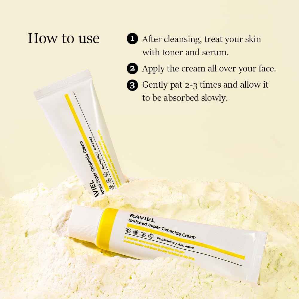 RAVIEL Enriched Super Ceramide Cream | Skin Barrier moisturizer | Hydrating Nourishing with Hyaluronic Acid, Niacinamide for Sensitive skin | Korean skin care (1.69Fl. Oz, Pack of 2)