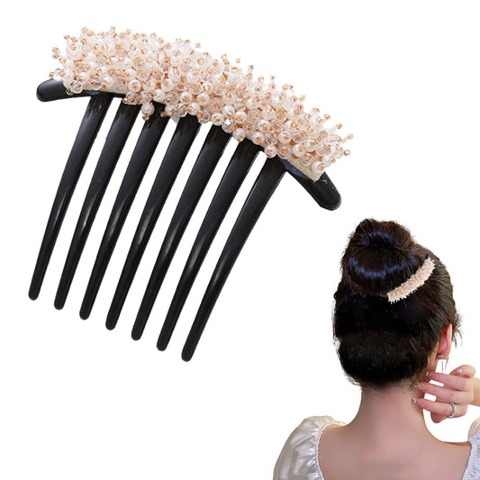 French Twist Comb, Multiple Colors Rhinestone Pearl Hair Comb Clips, Crystal Hair Accessories for Women and Girls, Hair Accessories for Women(1PCS-7-Rhinestone)