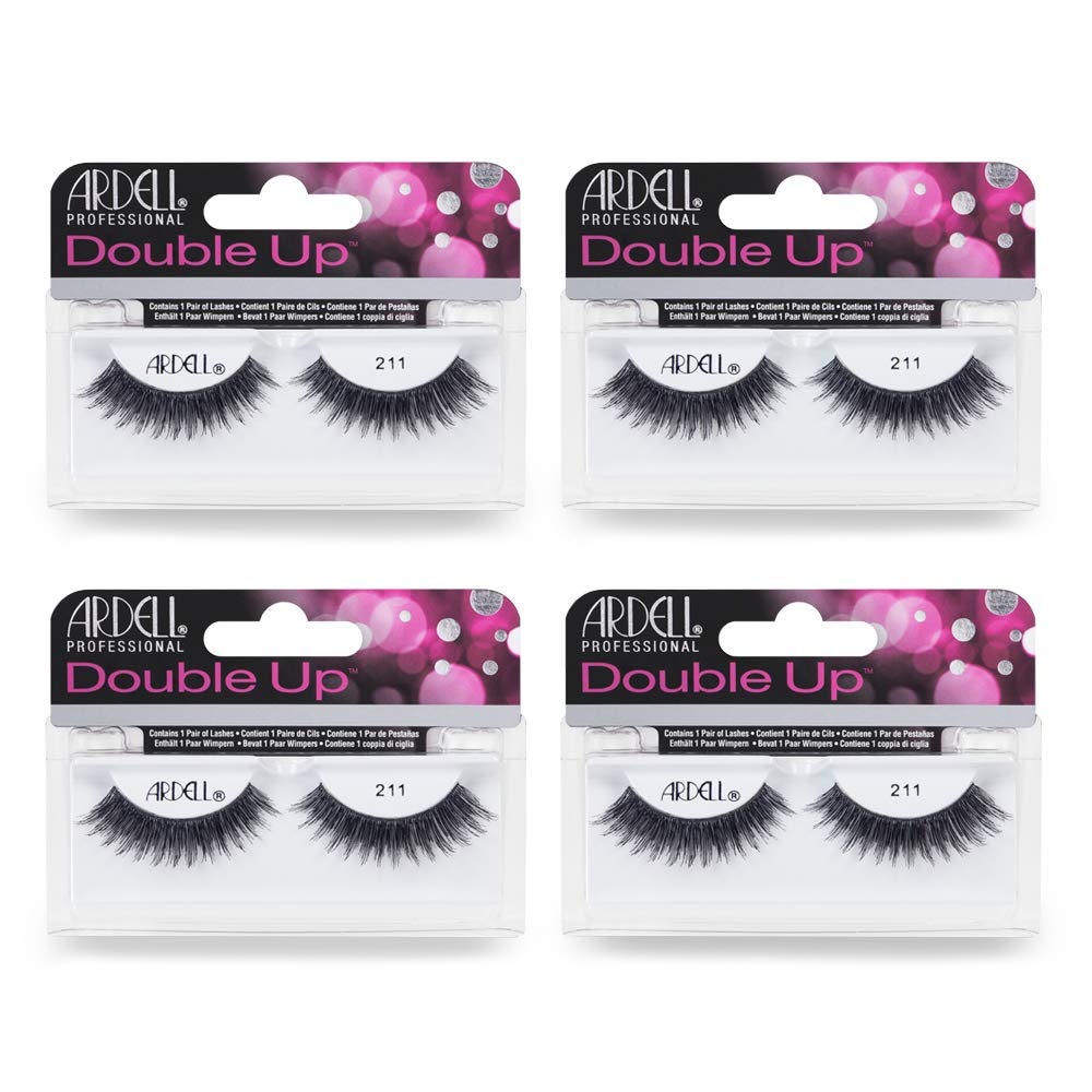 Ardell False Eyelashes Double up 211, Delicate Feminine Aura effect, 4 pack