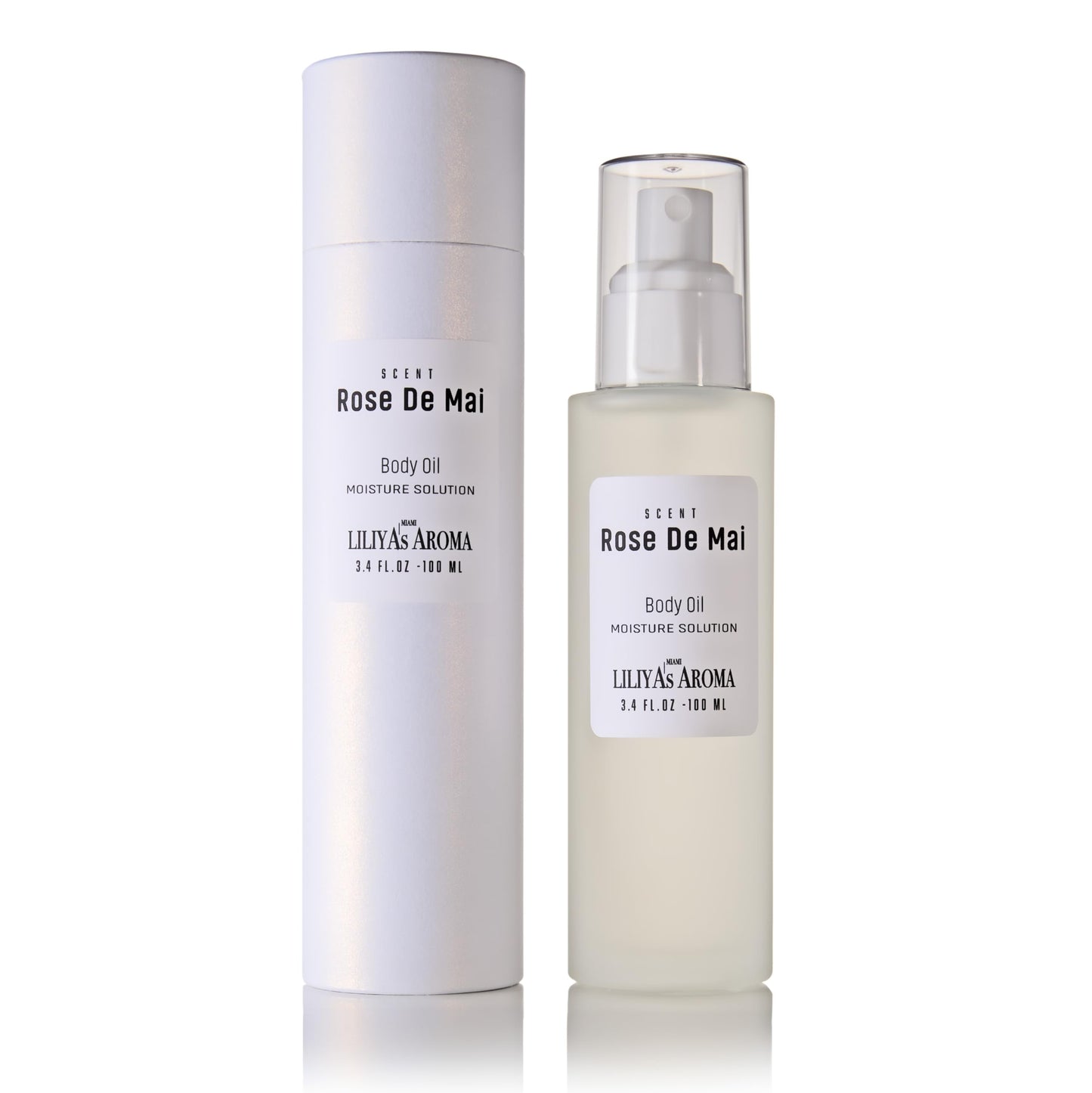 Liliya's Aroma Body Oil Spray Ross De Mai, Non-greasy Moisture Solution for Dry Skin, Deliciously Scented, Rose Scent for Day or Night, Cruelty Free | 3.4 Fl Oz