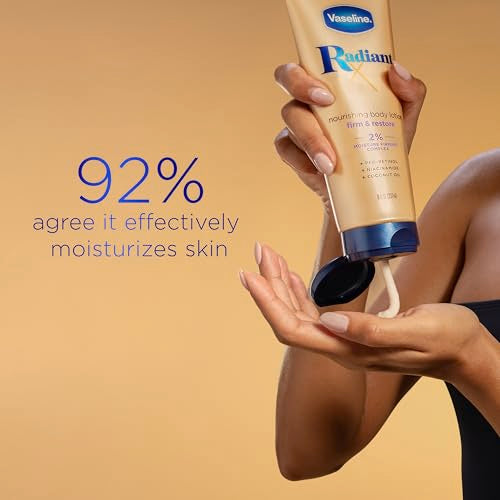 Vaseline Radiant X Firm & Restore with Pro-Retinol,Niacinamide & Coconut Oil,Nourishing Body Lotion 8 oz,(Pack of 2)