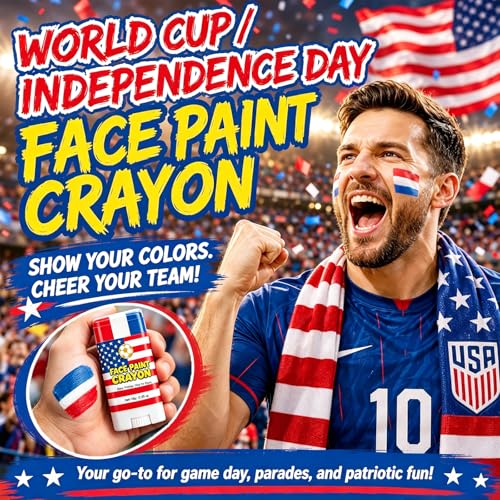 USA World Cup Face Paint Stick – Red White Blue, Easy Twist-Up Body & Cheek Paint