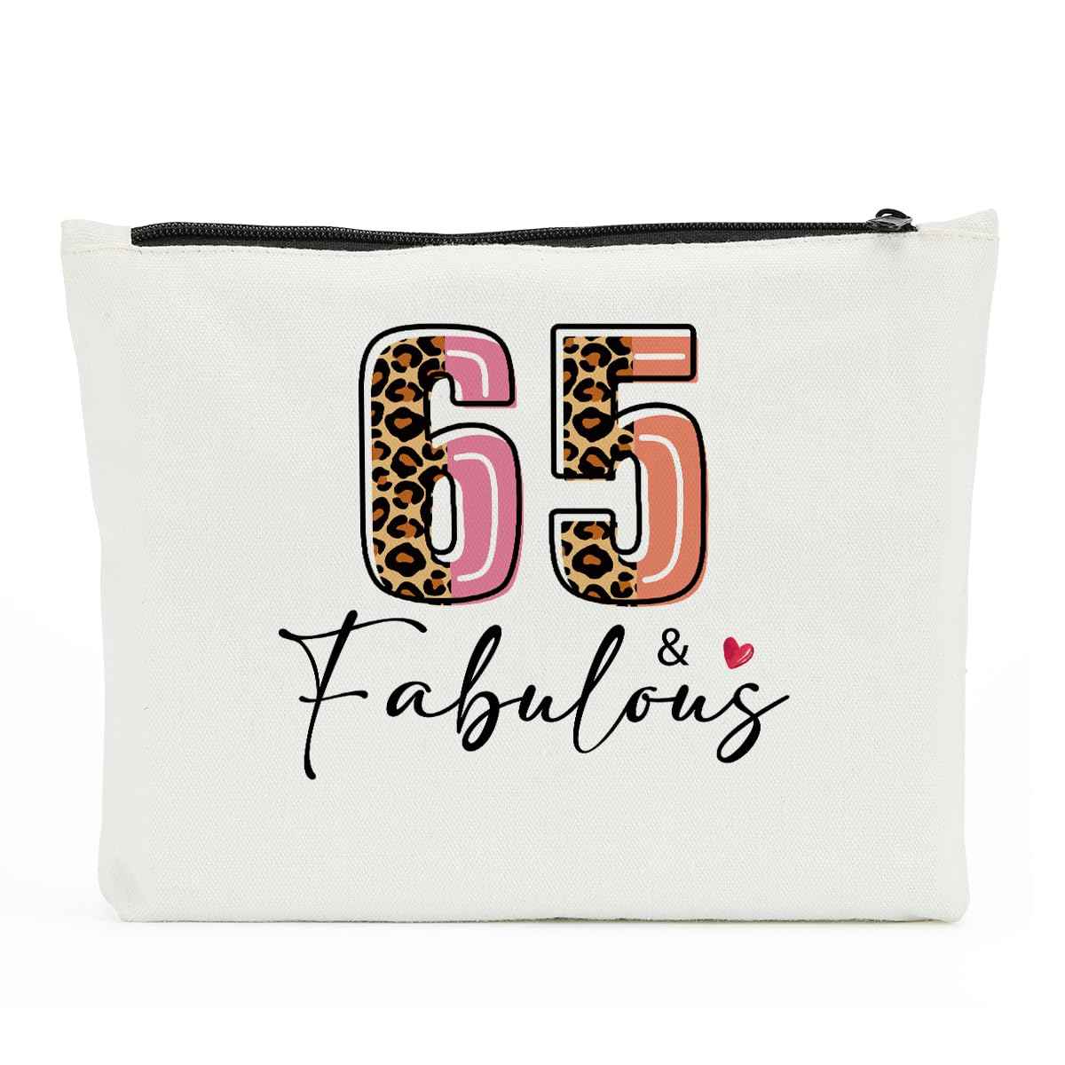 NBIAN 65th Birthday Cosmetic Bag, Leopard Print Makeup Bag, Perfect Travel Accessories for Women