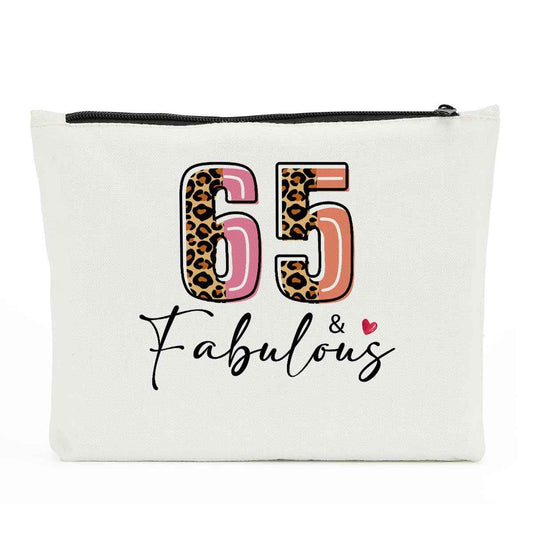 NBIAN 65th Birthday Cosmetic Bag, Leopard Print Makeup Bag, Perfect Travel Accessories for Women