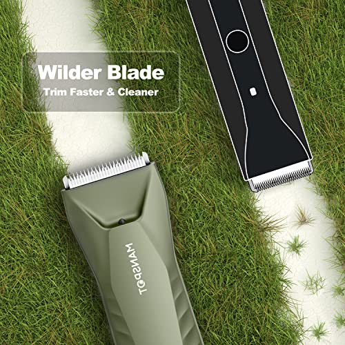 MANSPOT Manscape Trimmer for Men Ball/Pubic/Groin, Electric Body Hair Trimmer, Replaceable Ceramic Blade Heads,Waterproof for Wet/Dry Use,Standing Recharge Dock,90 Minutes Shaving After Charged(Green)