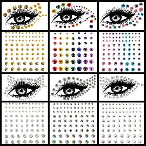 Bilizar 6 Sheets Face Gems Stick-On Jewels Rhinestones