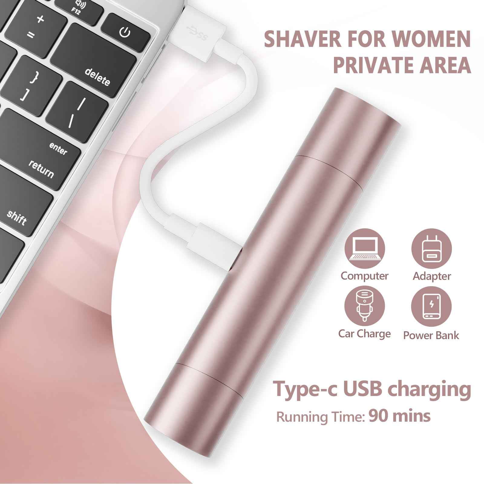 2 in 1 Womens Razors Shaver Bikini Tnimmer, Women Electric Razors for Shaving Underarms Leg Pubic Facial Hair Removal for Waterproof Wet and Dry IPX8