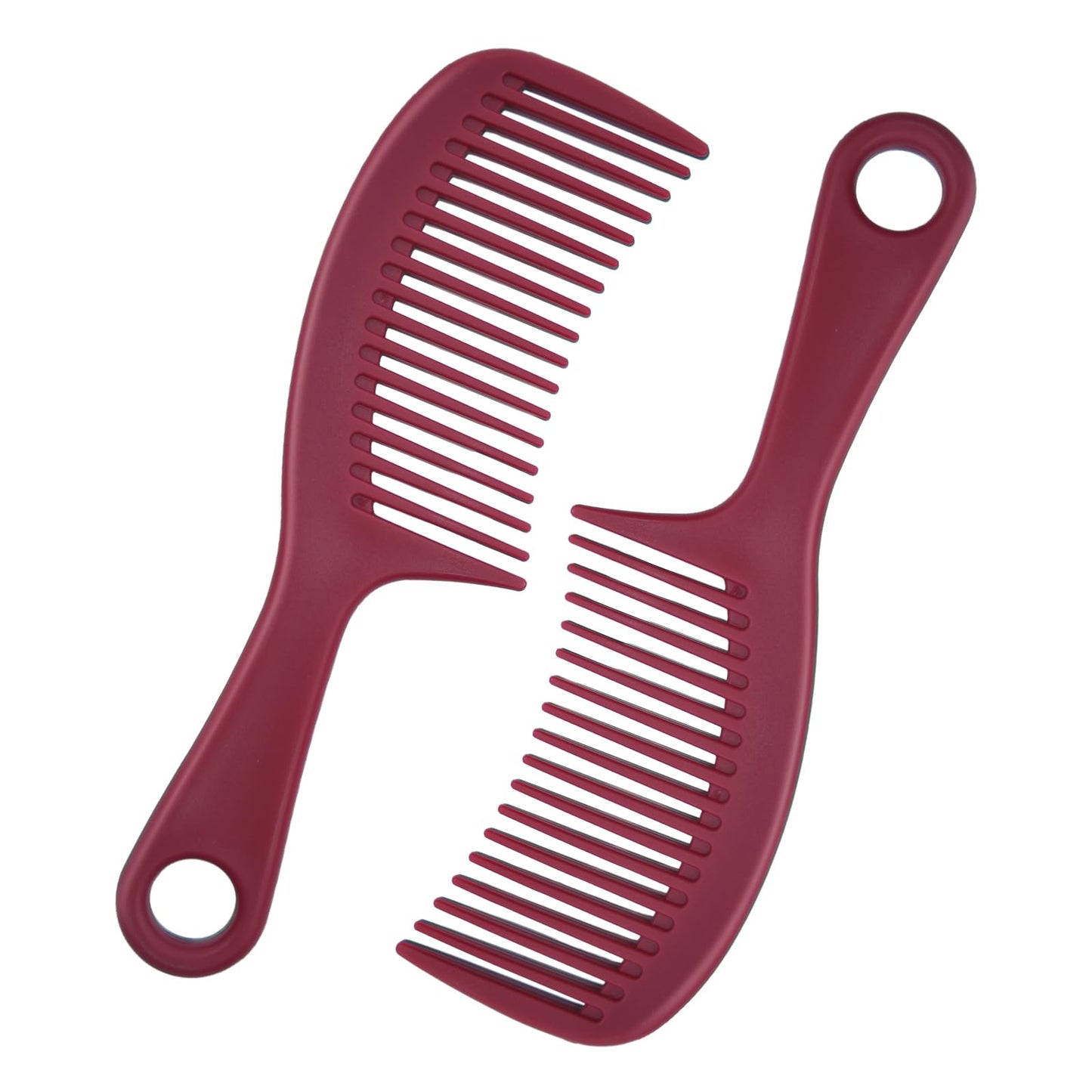 RHOS Detangler Hair Combs Set for Women,Men and Kids-Wide Tooth Combs for Detangling,Smoothing-Curved Hair Combs for Curly,Straight,Short,Thick,Wet&Dry Hair-Shower Comb with Hole (2 Pack-Red)