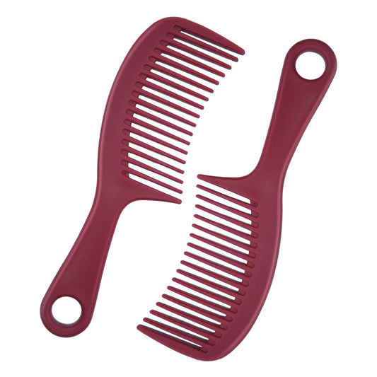 RHOS Detangler Hair Combs Set for Women,Men and Kids-Wide Tooth Combs for Detangling,Smoothing-Curved Hair Combs for Curly,Straight,Short,Thick,Wet&Dry Hair-Shower Comb with Hole (2 Pack-Red)