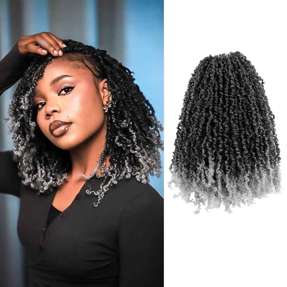 Cisinpo Yanky Twist Crochet Hair 12 Inch 10 Packs Pre-Twisted Ombre Grey Micro Spring Twist Boho Senegalese for Black Women(TGrey, Total 200 Strands)