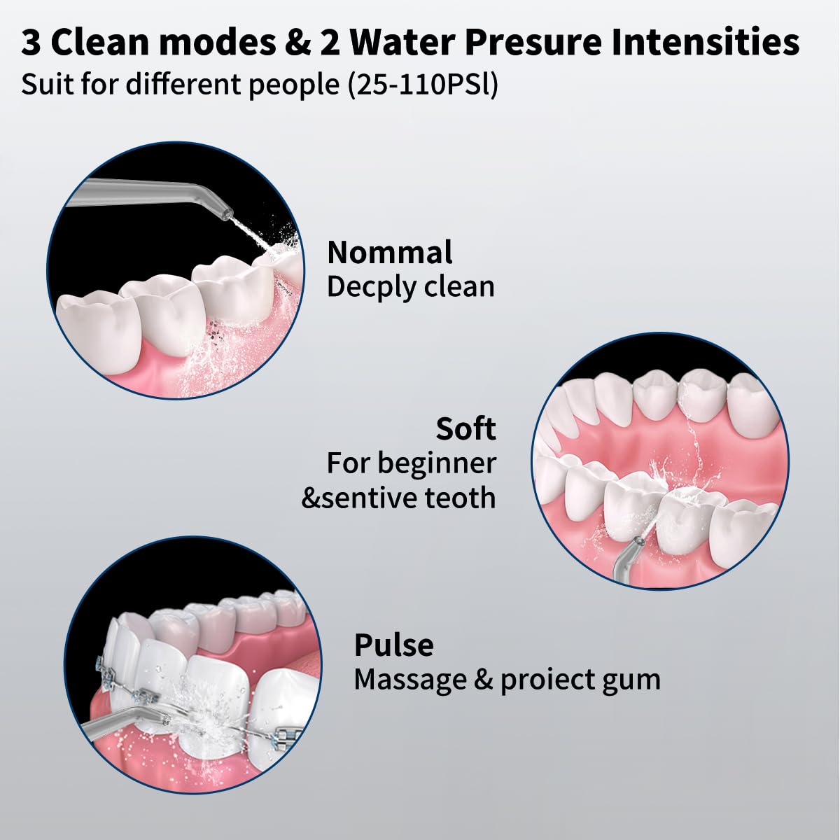 Water Flosser Equipped with Two Water Tanks for Home and Travel,3 Modes Dental Oral Irrigator,Portable,IPX7 Waterproof,Powerful Battery Life, Water Dental Flossers for Teeth (Light Green)