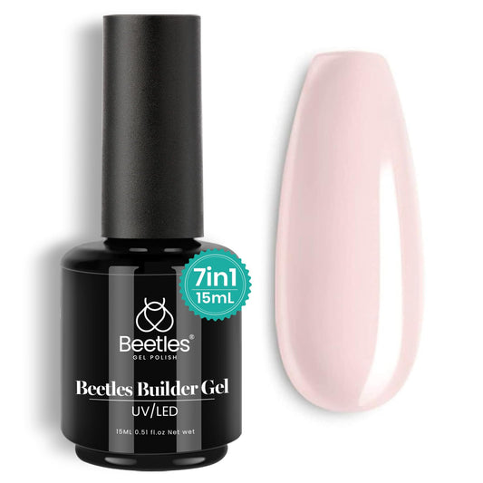 Beetles Builder Nail Gel for Nails 7 in 1 Cover Nude Translucent Builder Strengthener Gel Jelly Gel 15ML Hard Gel Extension Nail Gel, No Need Slip Solution