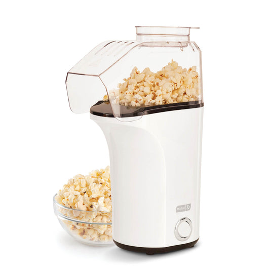 DASH Hot Air Popcorn Popper Maker, 16 Cups - White (DAPP150V2WH04), with Measuring Cup to Portion Popping Corn Kernels + Melt Butter