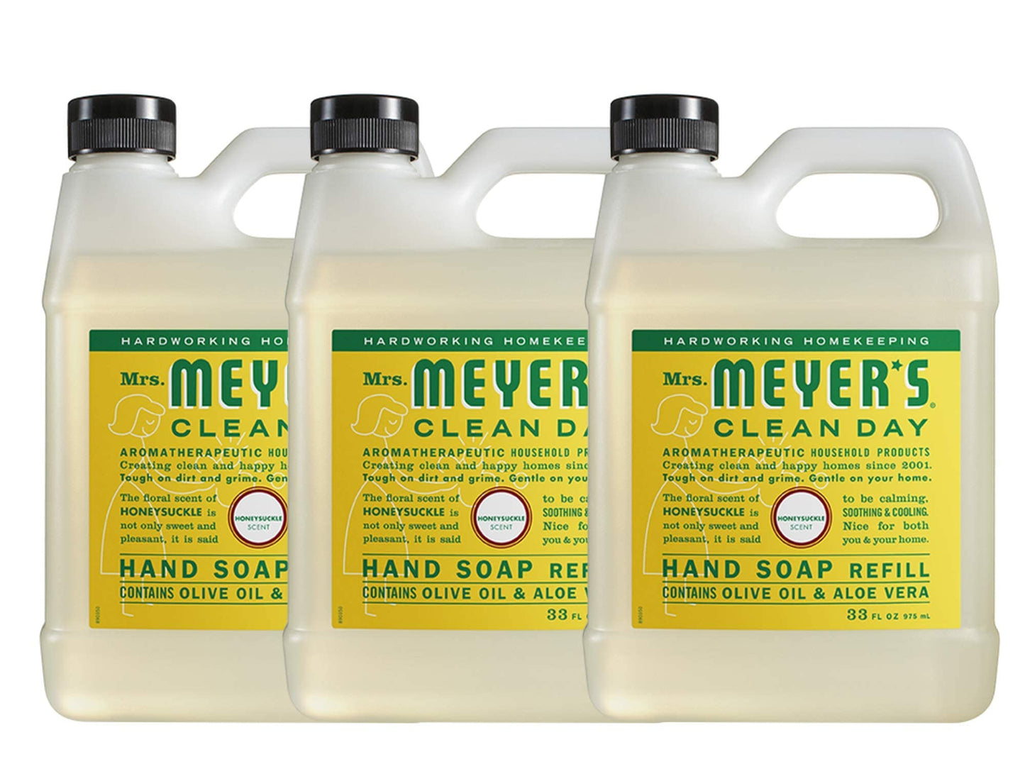 3 set Mrs. Meyer’s Clean Day Liquid Hand Soap Refill, Honeysuckle, 33 Ounce (3 Pack)