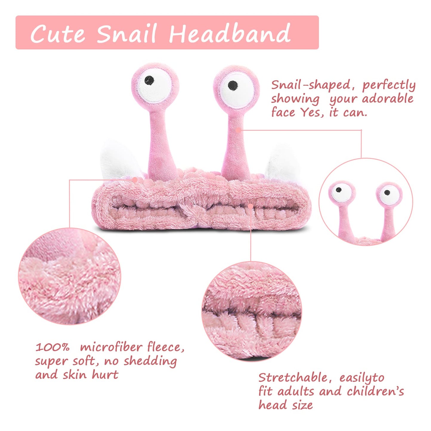 Hofar Face Wash Headband Hairband with Palm and Snail Coral Fleece Cartoon Cute Creative Hair Accessories