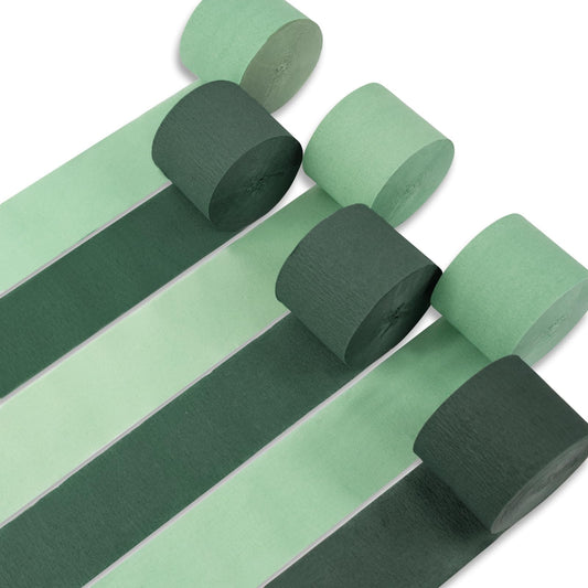 PartyWoo Crepe Paper Streamers 6 Rolls 492ft, Pack of Crepe Paper in Dark Green and Sage Green, Crepe Paper for Birthday Decorations, Party Decorations, Wedding Decorations (1.8 In x 82 Ft/Roll)